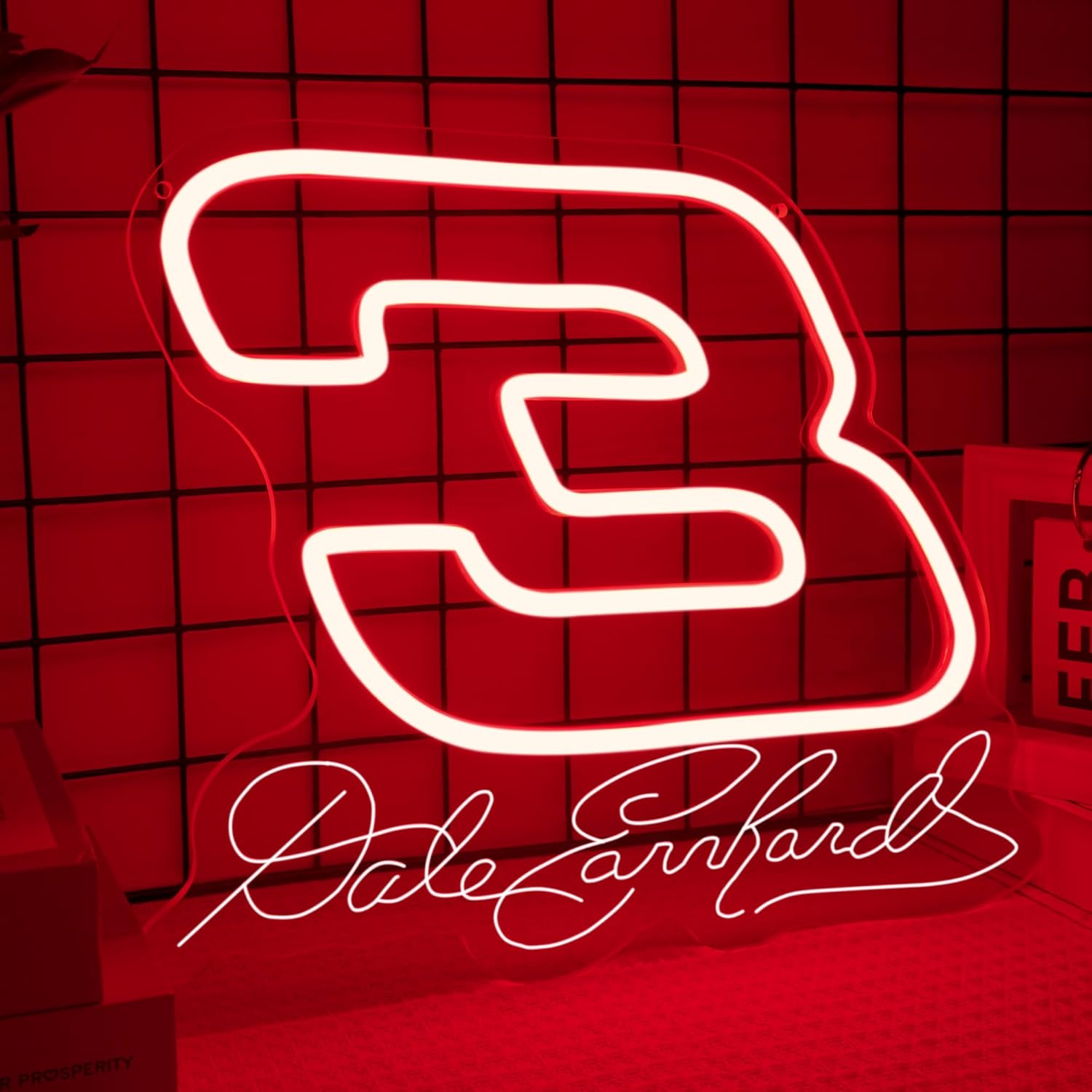 Dale Earnhardt's 3 Neon Sign Legends Never Die Neon lights Racing Themed Light Sign Tribute to The Intimidator for Wall Decor Neon Light for Racing Fans and Man Caves Gifts(12.9 * 10.7in) - Image 2