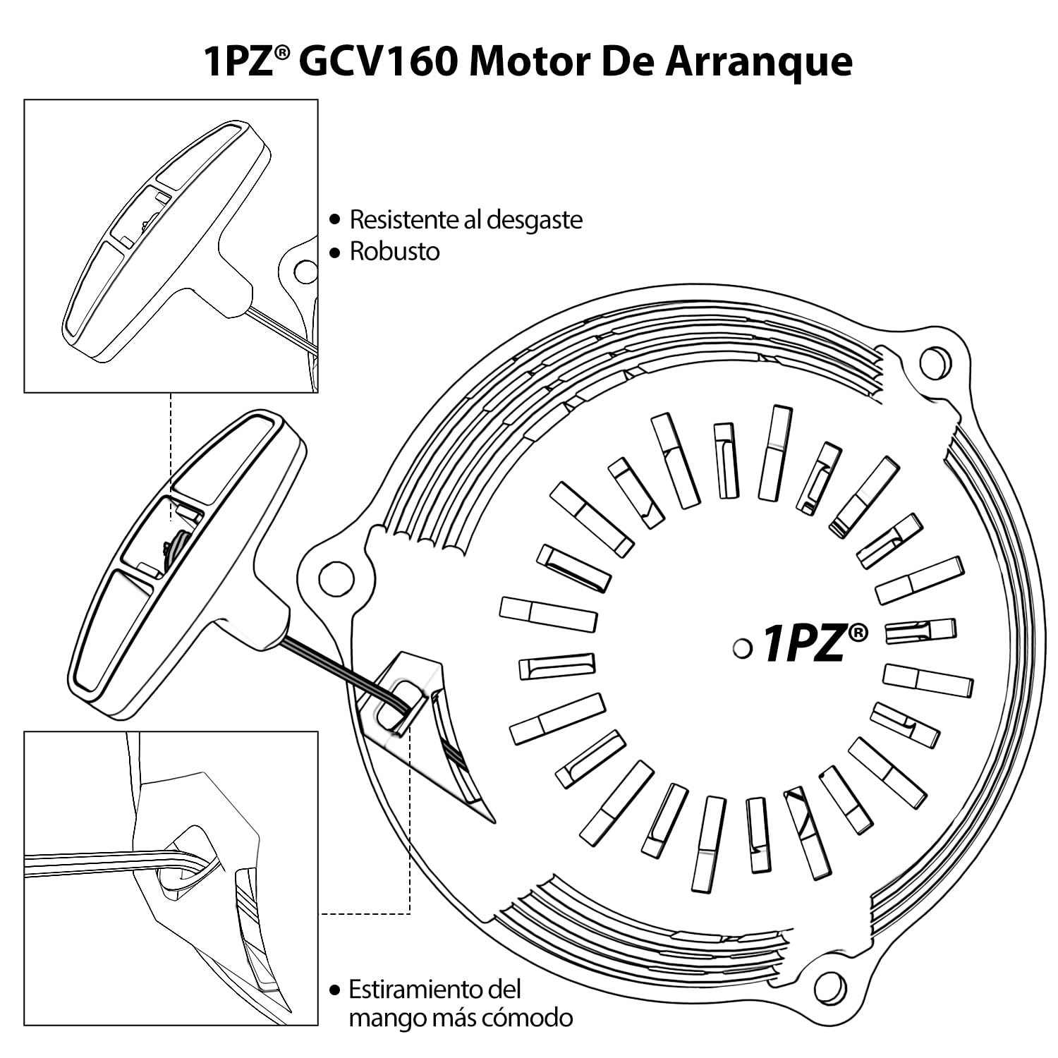 1PZ SP1-GC5 Arrancador de Retroceso para Honda GC135 GC160 GCV135 GCV160 EN2000 5.5HP 6HP Cortacésped Motor 28400-ZL8-023ZA 28400-ZL8-013ZA