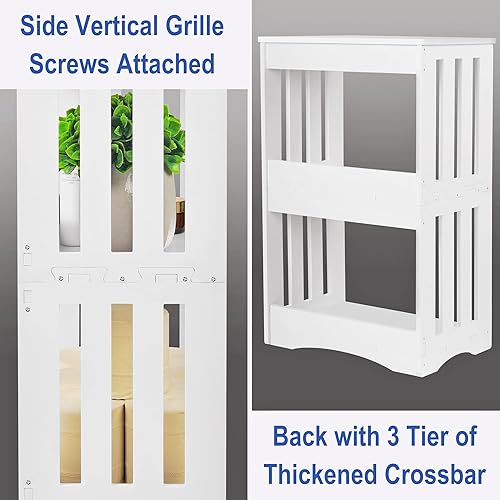 Miniatura 7 de HAYOFAMY Mesa auxiliar de noche de 3 niveles mesa auxiliar estrecha con estante de exhibición estantería pequeña estante de almacenamiento simple