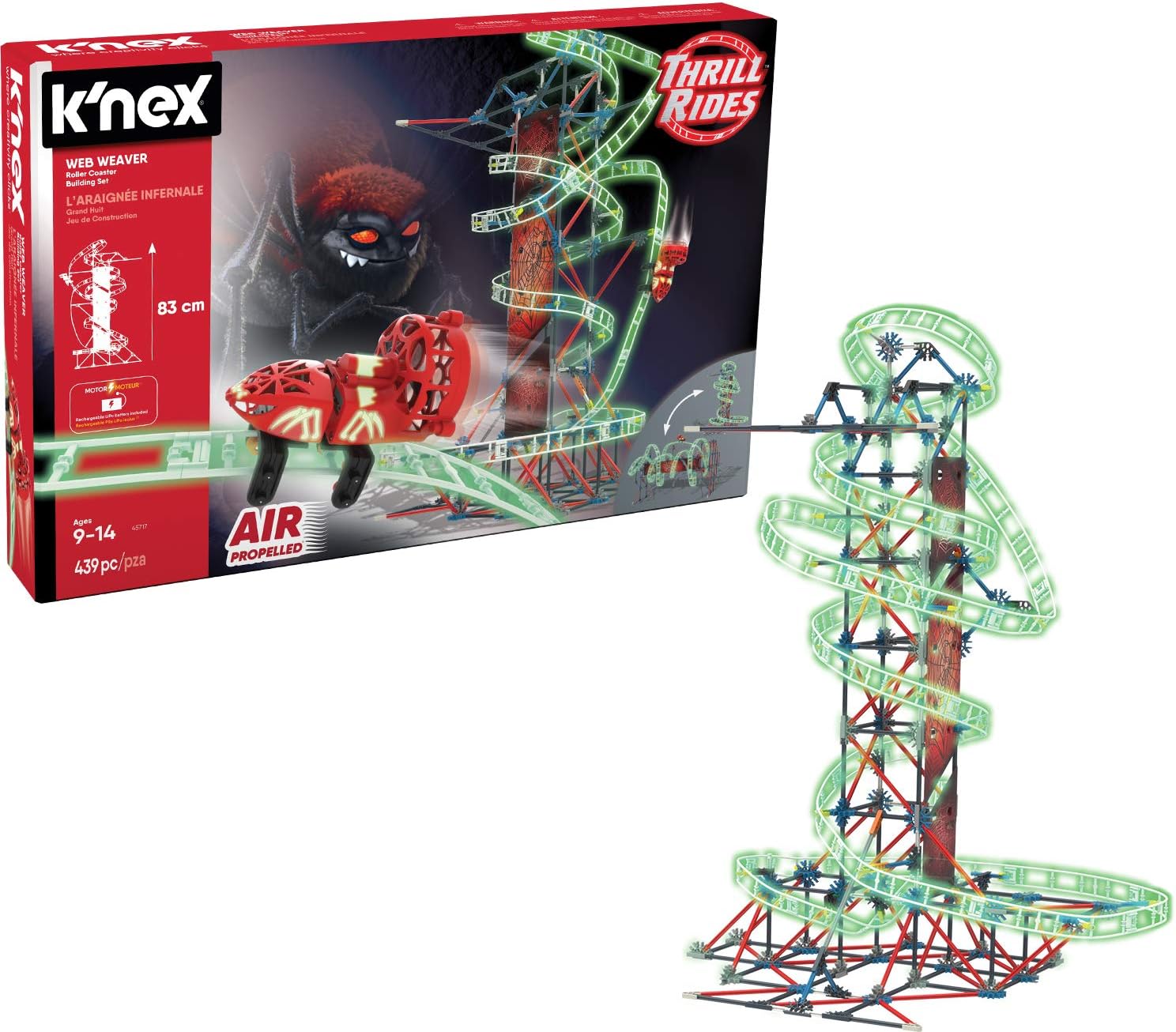 k'nexThrill Rides – Web Weaver Roller Coaster Building Set – 439 Pieces – Ages 9 and Up – Construction Educational Toy, Multicolor