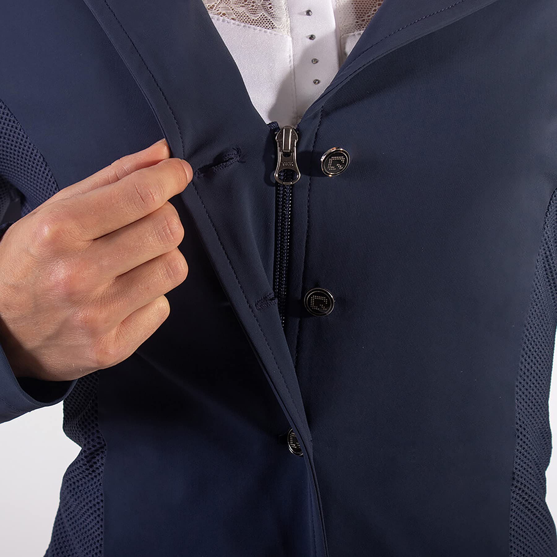 QHP Damen Turniersakko Turnierjacket Novèn mit Mesh-Einsätzen (40, Navy)