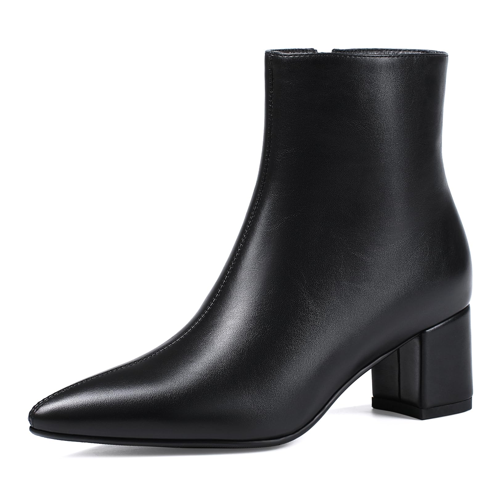 Abbleet Women's Ankle Boots Pointed Toe Chunky Block Heel Short Boots for Women Low Heeled Booties