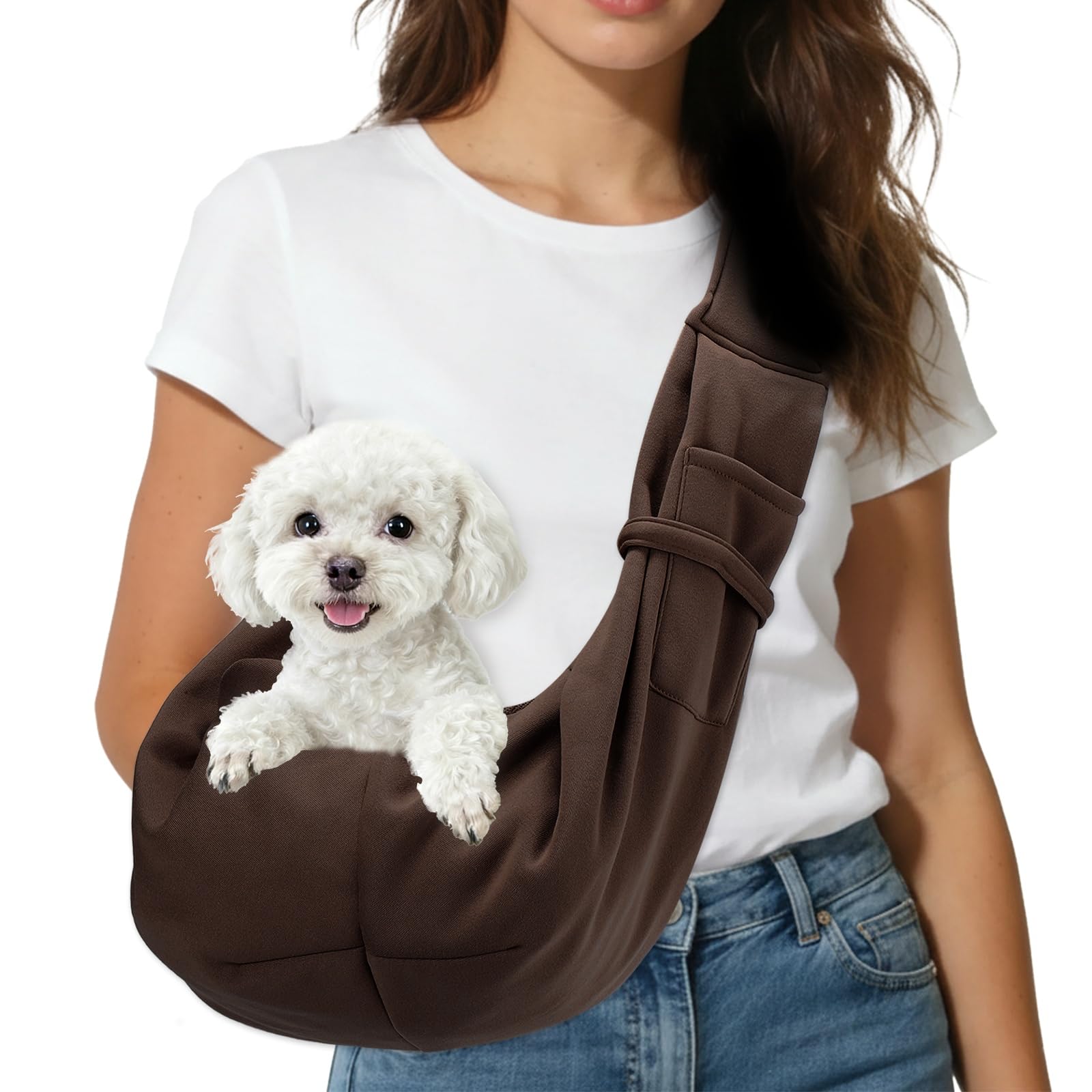 QUARKZMAN Zaino Porta Animali Per Cani Di Piccola Taglia E Fino A 16.5 Lbs, Maglia Traspirante Con Fibbia Borsa A Traversa Per, (Marrone, 1 Pezzo)