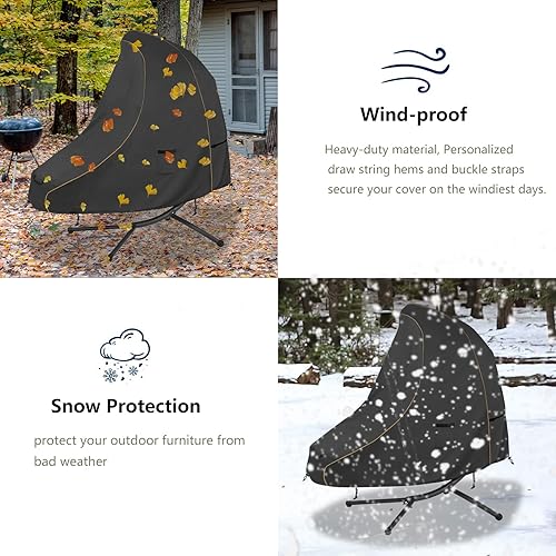 Miniatura 7 de Funda para tumbona colgante de patio de 73 pulgadas, color negro clásico 600D, lona resistente, resistente al agua, curvada al aire libre, hamaca