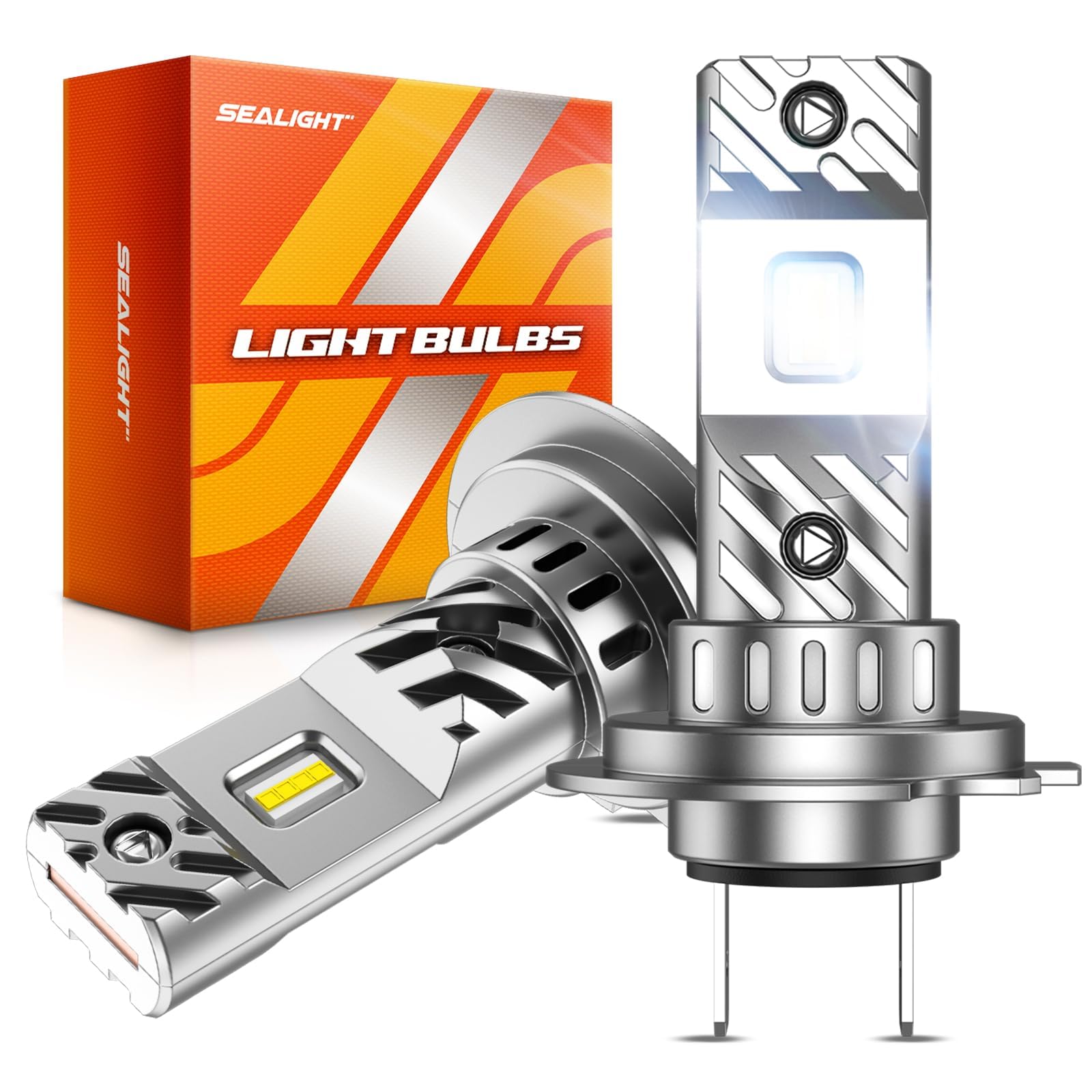 SEALIGHT H7 LED Light, 6500K Super Bright H7 LED Bulb 80,000LM with 15000RPM Cooling Fan, 60000+ Ultra-long Life Plug-N-Play, Pack of 2