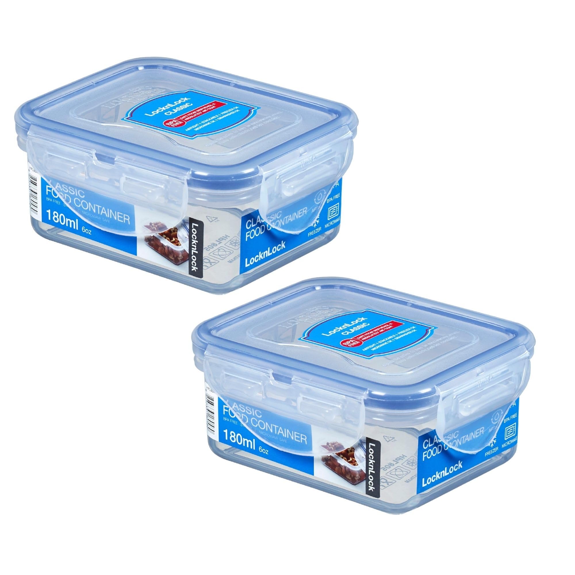 Lock & Classics Rectangular Food Container with Leak 180ml, Transparent - Image 3
