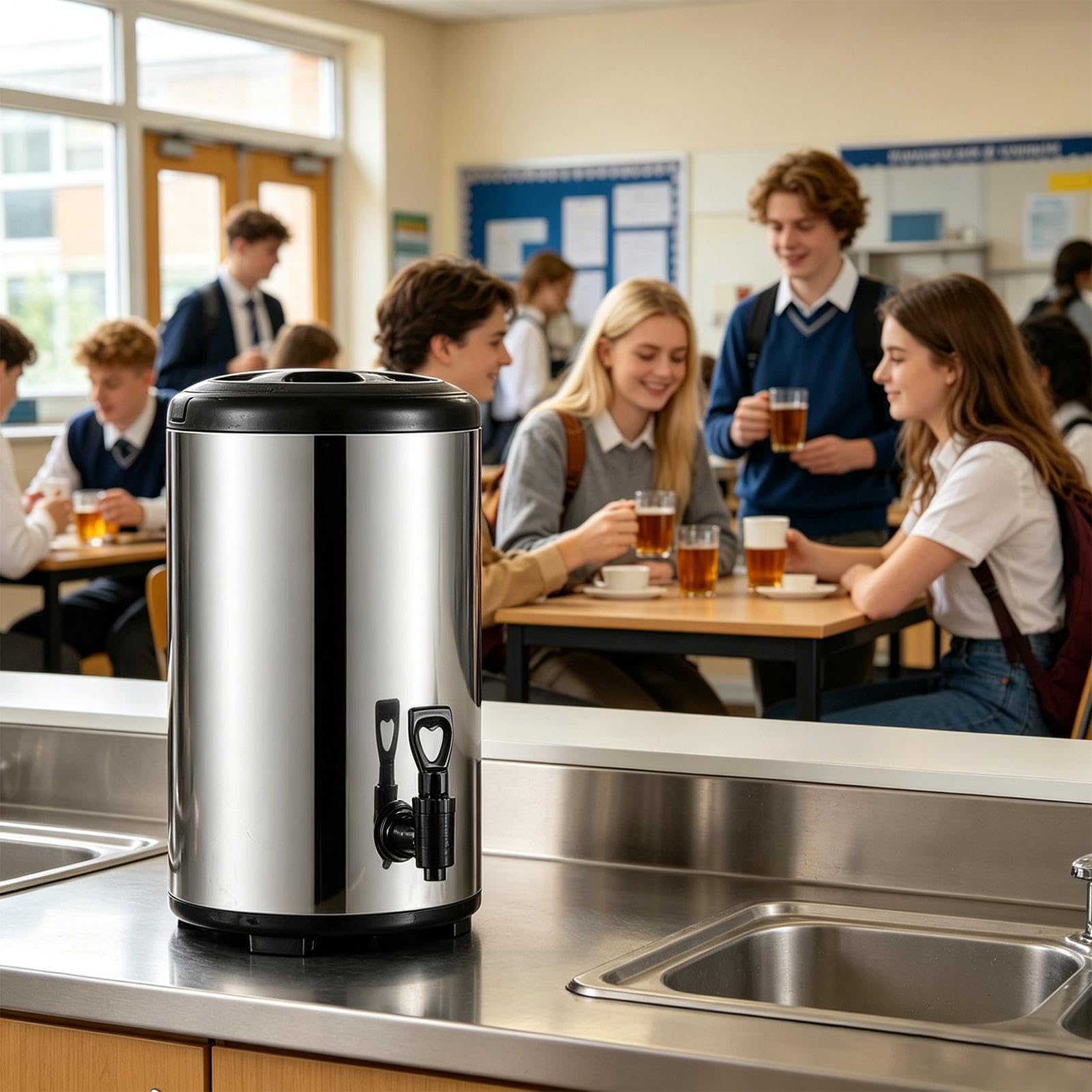 Getränkespender | mit Wasserhahn Doppelwandiger Saftbehälter | Kaffeespender aus Edelstahl mit Kapazität,Für Getränk Saft Tee Kaffee Partys Und Catering