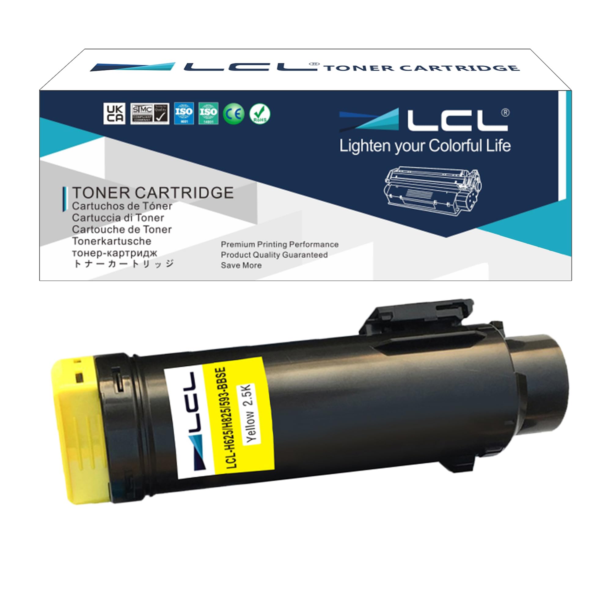 LCL Cartouche De Toner Compatible H625 H825 S2825 H625cdw H825cdw S2825cdn 593-BBSB 593-BBSD 593-BBRV 593-BBSE (4-Pack Noir Cyan Magenta Jaune) Remplacement Pour Dell H625cdw H825cdw S2825cdn S2825