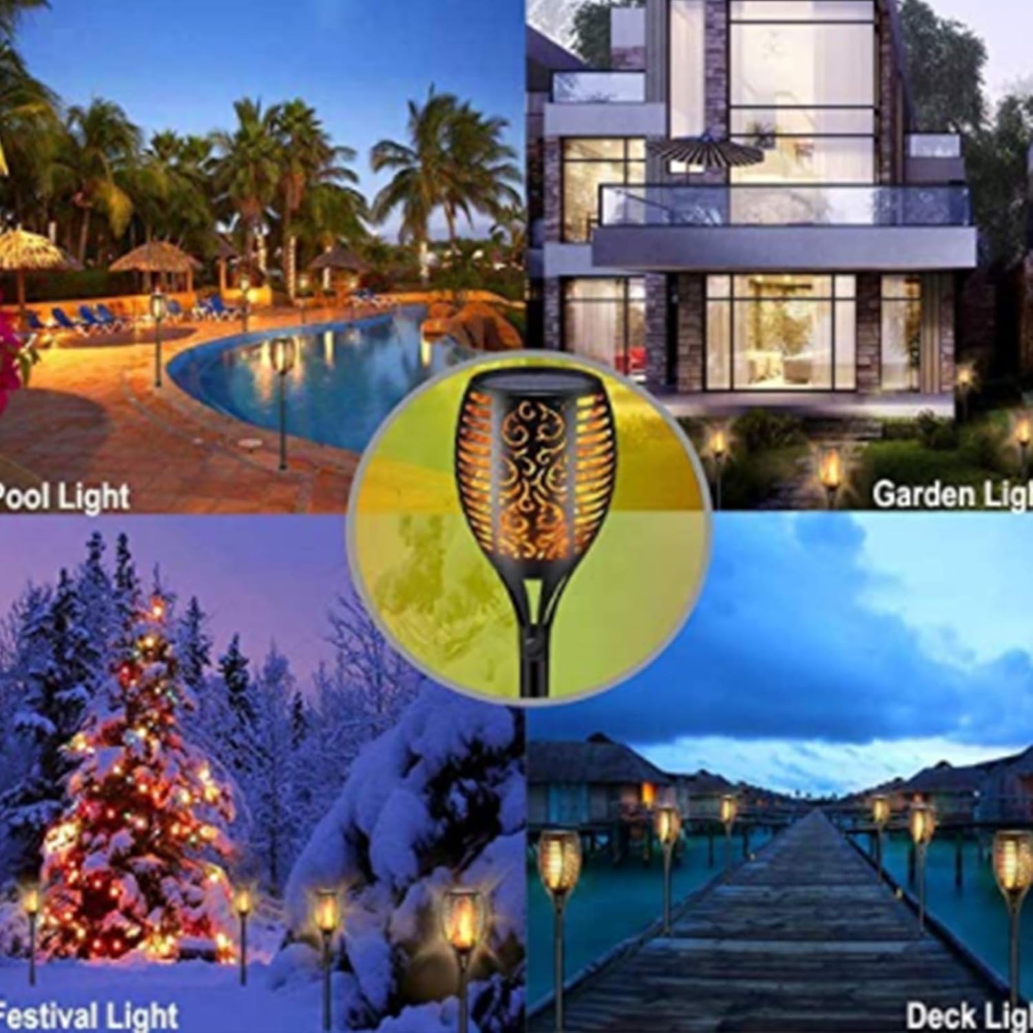 Solar Lights Landscape Decoration Lighting Dusk to Dawn Auto On/Off Security Solar Flame for Garden Patio Pathway (4PCS) Solar Torch Lights Waterproof 33 LED Dancing Flickering Flame