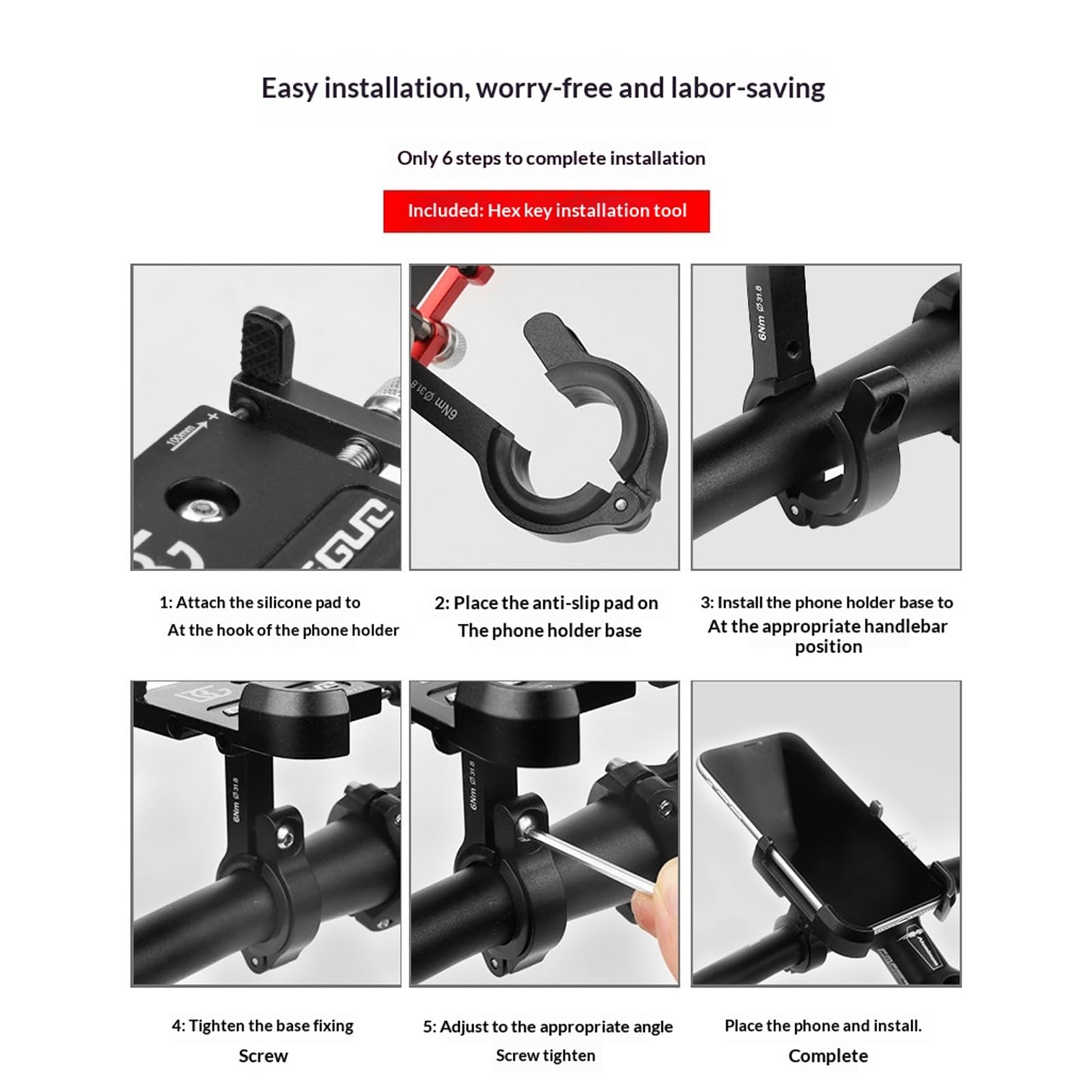 Support de téléphone de vélo en Alliage d'aluminium Support de | EcoGleam Support de téléphone de vélo en alliage d'aluminium Support de téléphone portable de vélo en métal antidérapant