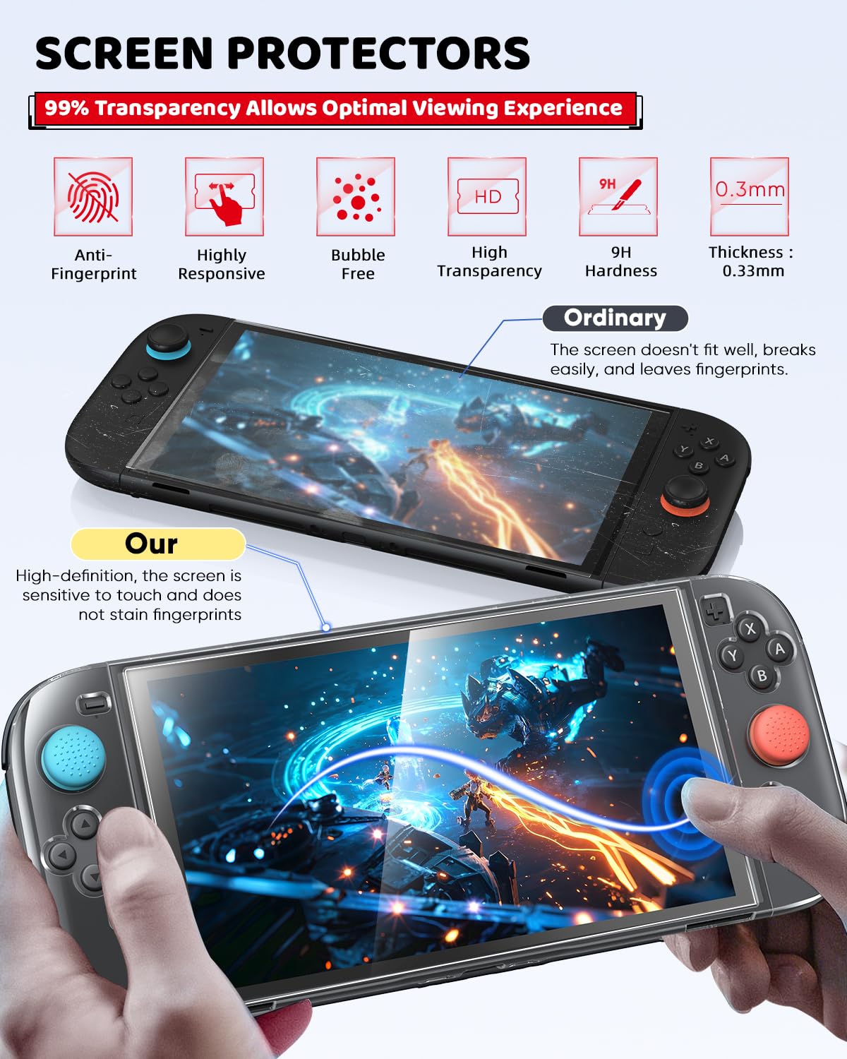 Étui de Transport Portable pour Nintendo Switch 2 D S - Avec 2 Protège-Écrans HD [7,9 Pouces], Coquille de Cristal, Kit Anti-Poussière et 4 Embouts pour Joysticks (Lot d'Accessoires)