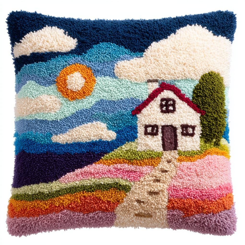 WallustrioaW Latch Hook Kit 43x43cm,Cartoon Style House