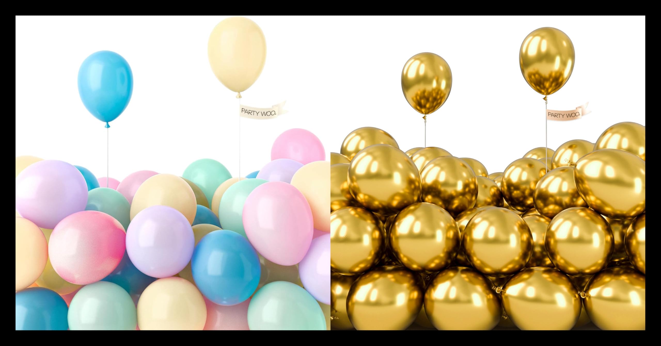 PartyWoo Pastel Balloons 50 pcs and PartyWoo Metallic Gold Balloons 50 pcs