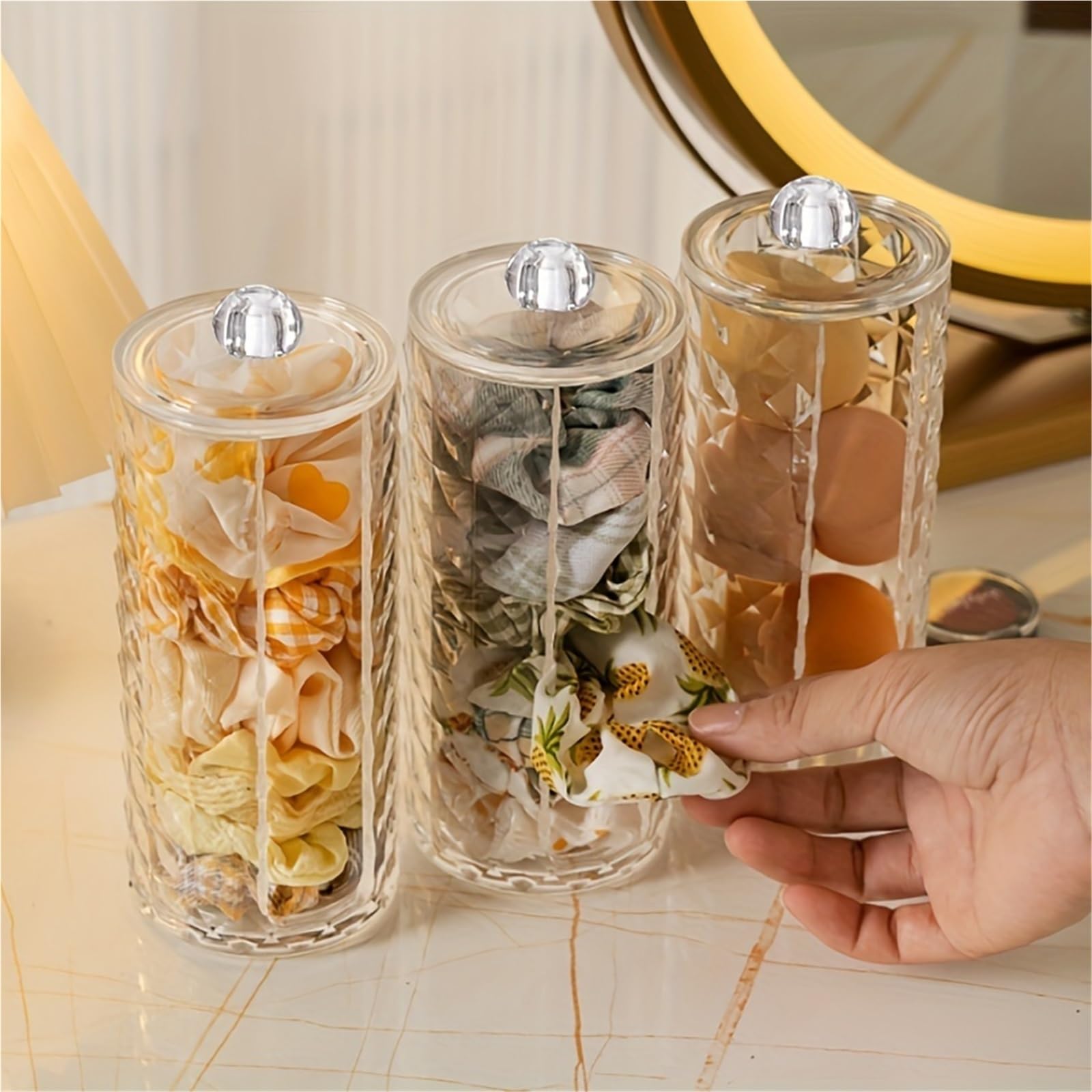 Haargummi Organizer Runder Aufbewahrungshalter aus klarem Acryl for Haargummis und Kosmetikdisplays(2pcs)