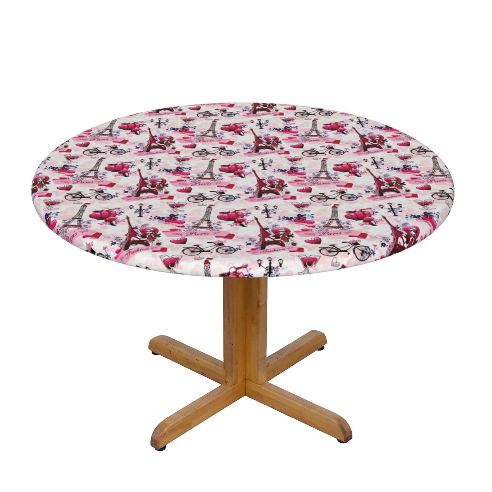 AYYQWE Paris Eiffel Tower France Print Round Tablecloth Dining Room Kitchen Table Cover Wedding Party Outdoor Indoor