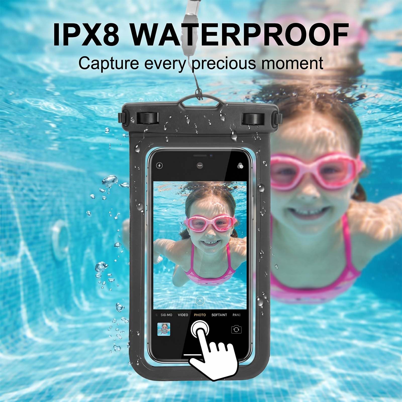 wasserdichte handyhülle & wasserdichte bauchtasche Set - IPX8 handyhülle wasserdicht mit Dreifach-Verschluss, Touchscreen & Face ID, wasserdichte tasche für Strand, Schwimmen, Tauchen, Wassersport