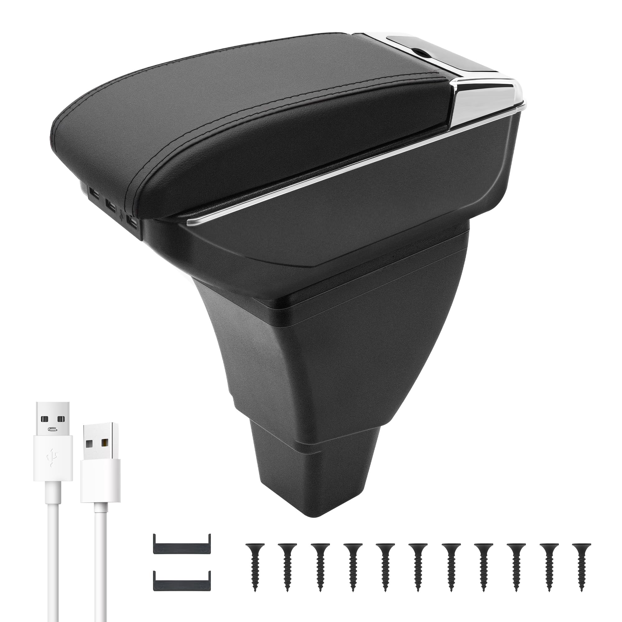 YJYWZH Car Armrest Storage Box for Toyota bB Scion xB xA 2004-2006 Auto Accessories with 7 USB, Interior Center Console Organizer Double-Layer Armrest Box with Cup Holder (Black Thread)