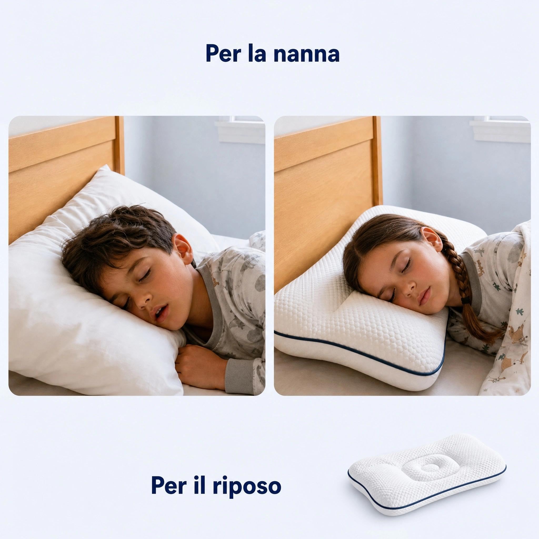 Sereniakids Cuscino Bambini 1-18 Anni, Supporto Zonato，H2 [3-8 anni]