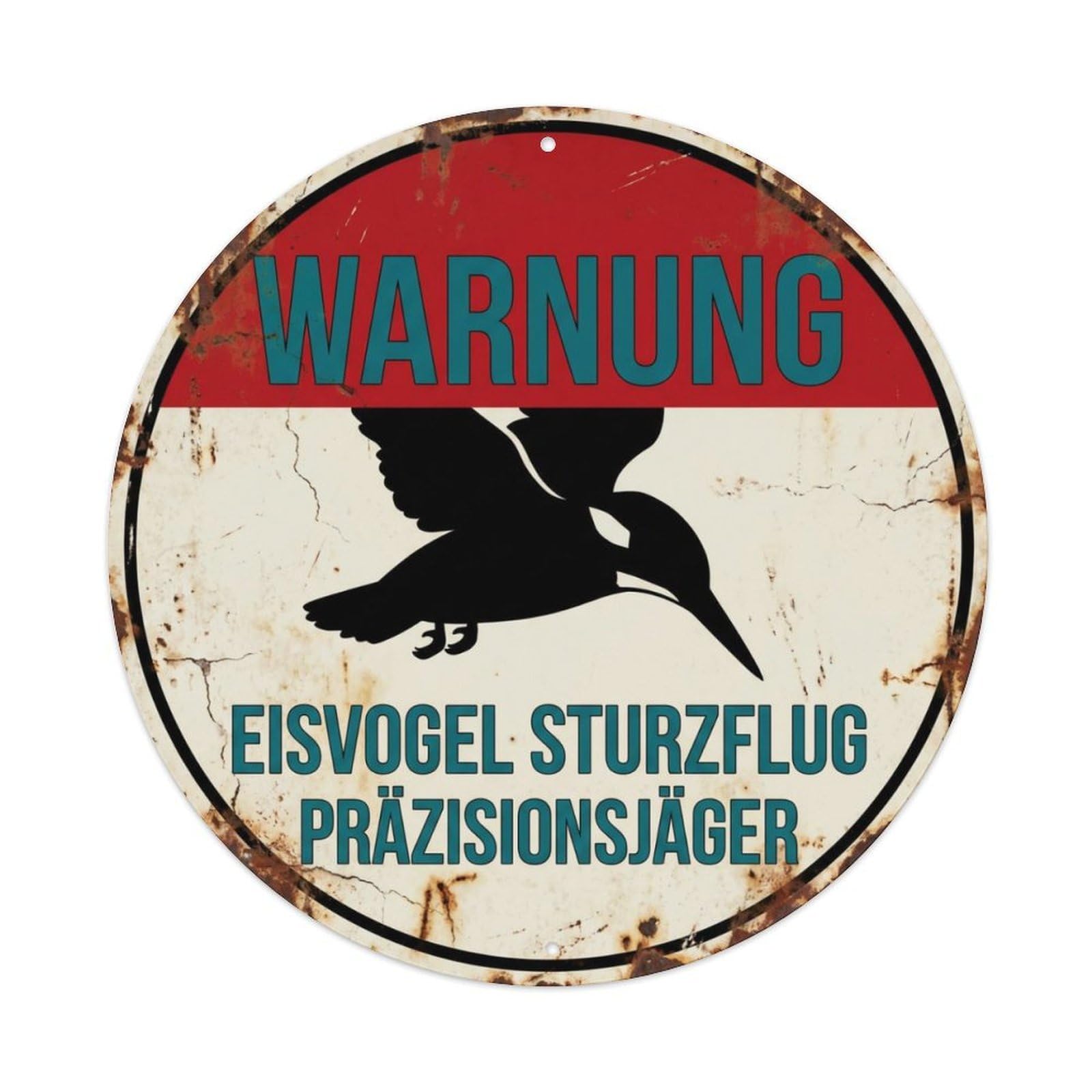 Fqcyn Style Sassy Kingfisher Dive Expert Metal Tin Sign Plaque Wall Decor For Cafe, Club Bar, Office, Home Garden Round Metal Poster 8X8inch
