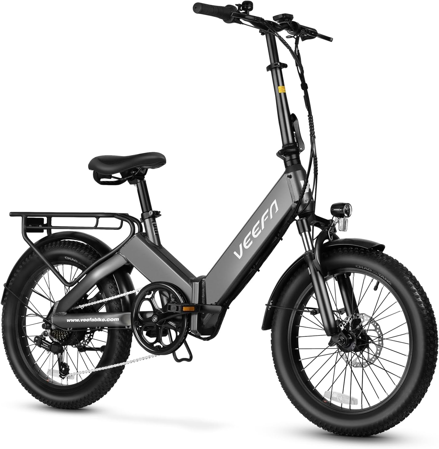 VEEFA F1 Electric Bike for Adults, 500W Motor E Bike with 10.4Ah Removable Battery, Folding Ebike 20MPH Max Speed& 60+ Miles Range, 5 Pedal-Assist Levels, UL 2849 Certified 7-Speed, Grey, Gray