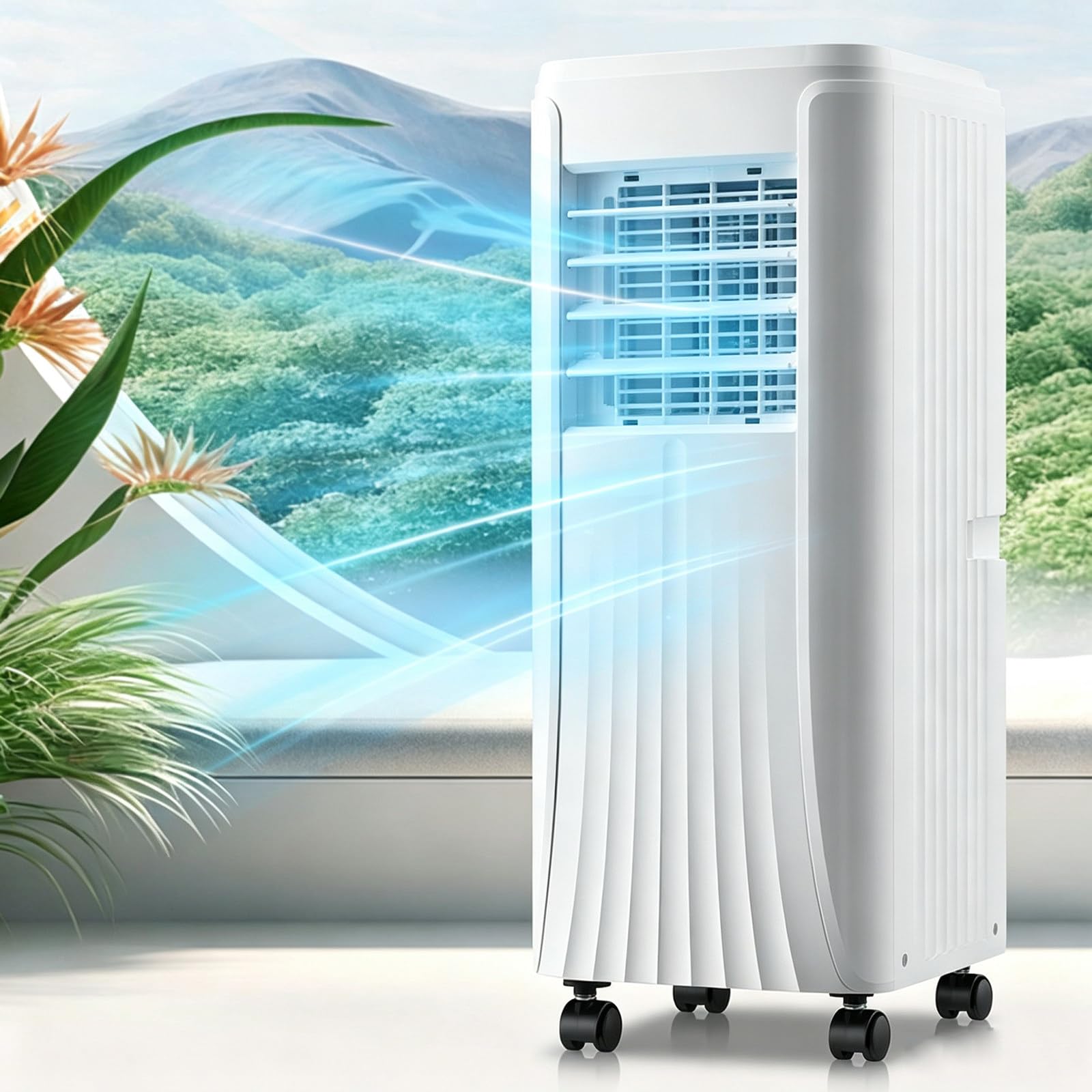 CGLYYDS 12000 BTU Portable Air Conditioner,3-in-1 AC Unit with Cooling Fan,Air Purifier, Fan, Dehumidifier 24H Timer 2 Speeds 120°Oscillating Evaporative Air Cooler for Home Office Bedroom 12000BTU