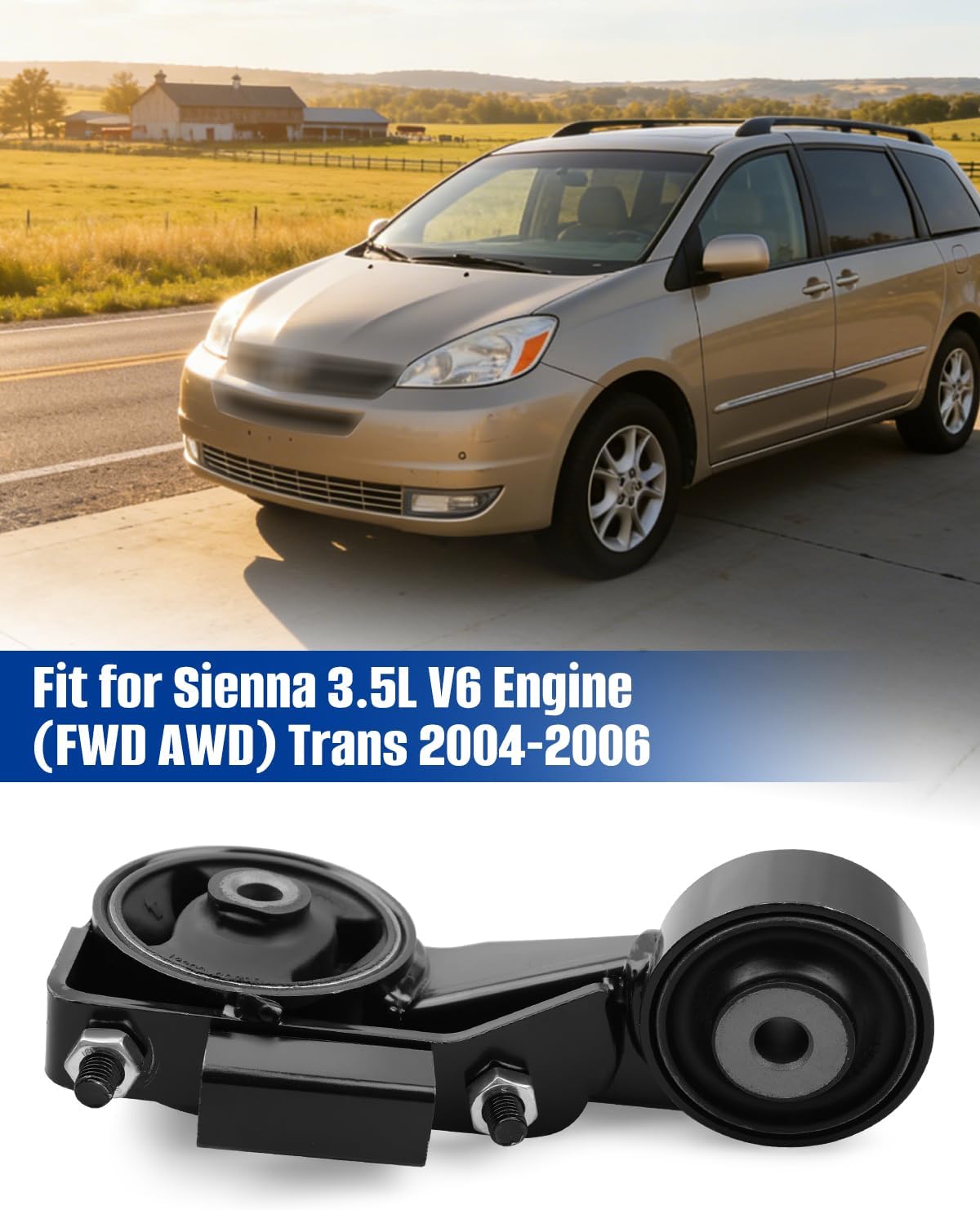 Engine Torque Strut Mount Replacement Fit for Sienna 3.5L V6 Engine (FWD AWD) Trans 2004 2005 2006 Replace A4257 123630A081