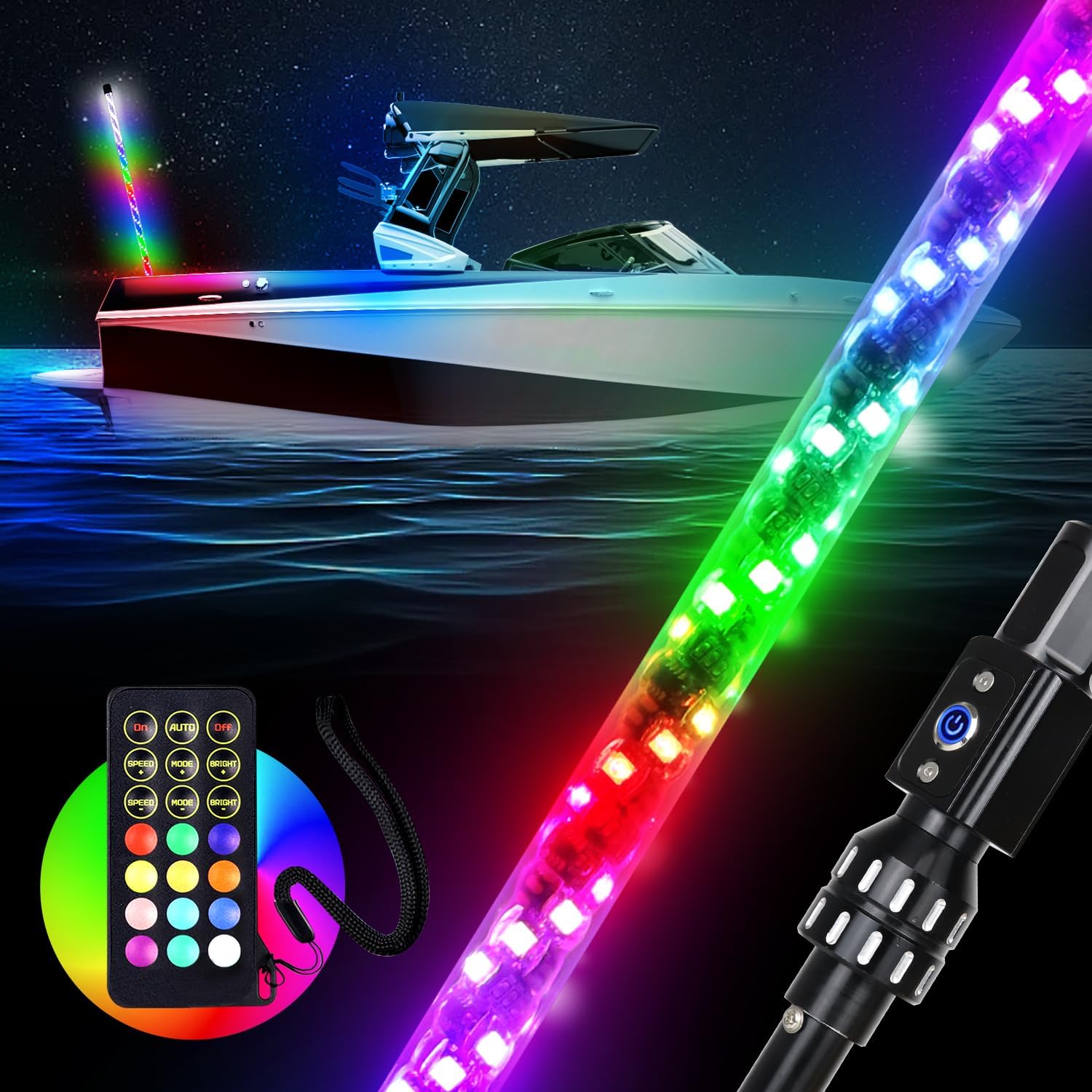 Yiswhis 4FT 360° Spiral Boat Stern Light Boat Anchor Light