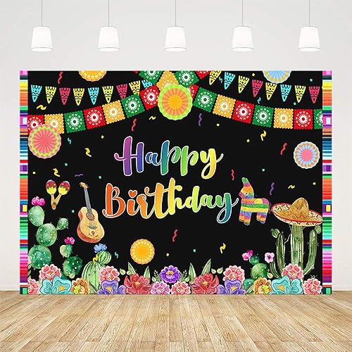 Miniatura 2 de Sendy Telón de fondo mexicano de 7 x 5 pies, suministros de decoración de fiesta de cumpleaños mexicano, cartel de carnaval del Cinco de Mayo de