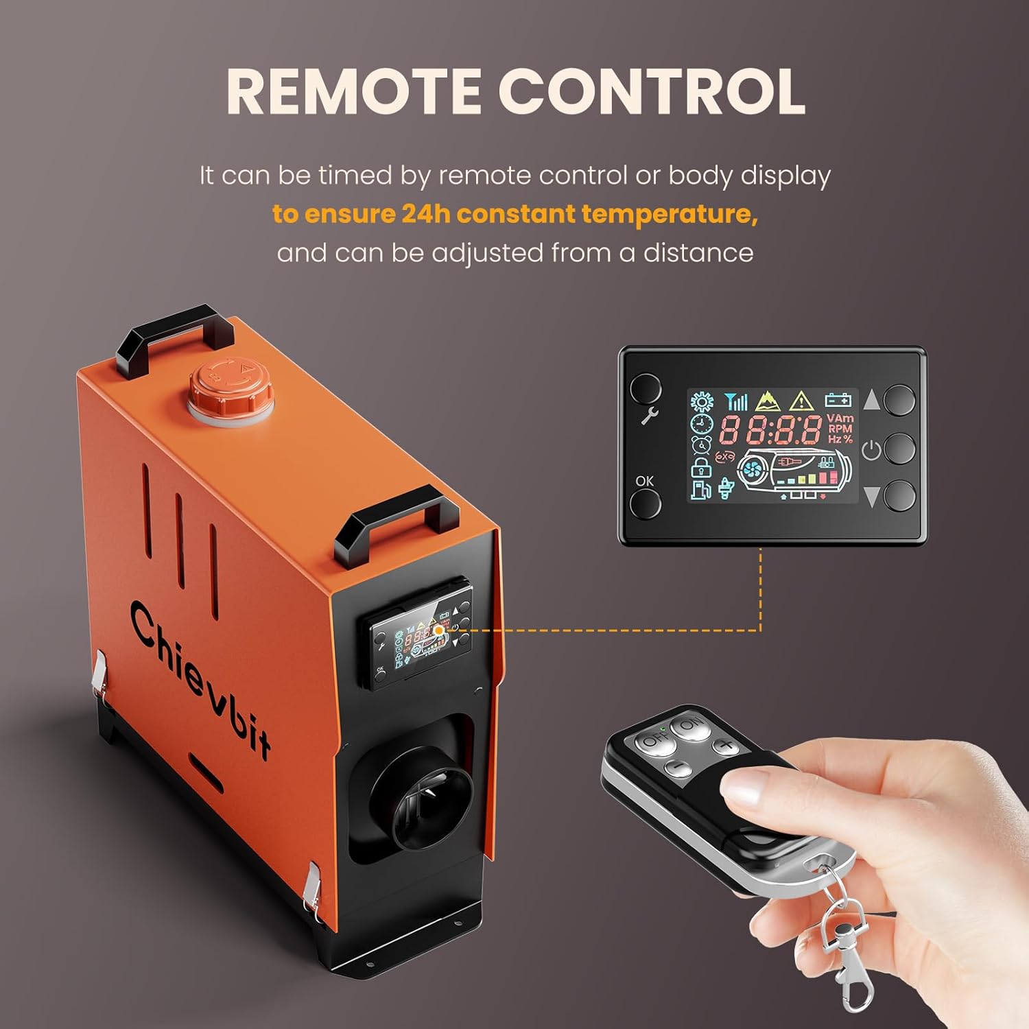 8KW Diesel Air Heater All-in-One 12V DC | Single Outlet, Portable Heater with Silencer, Remote & LCD Screen for RV, Truck, Camper, Boat
