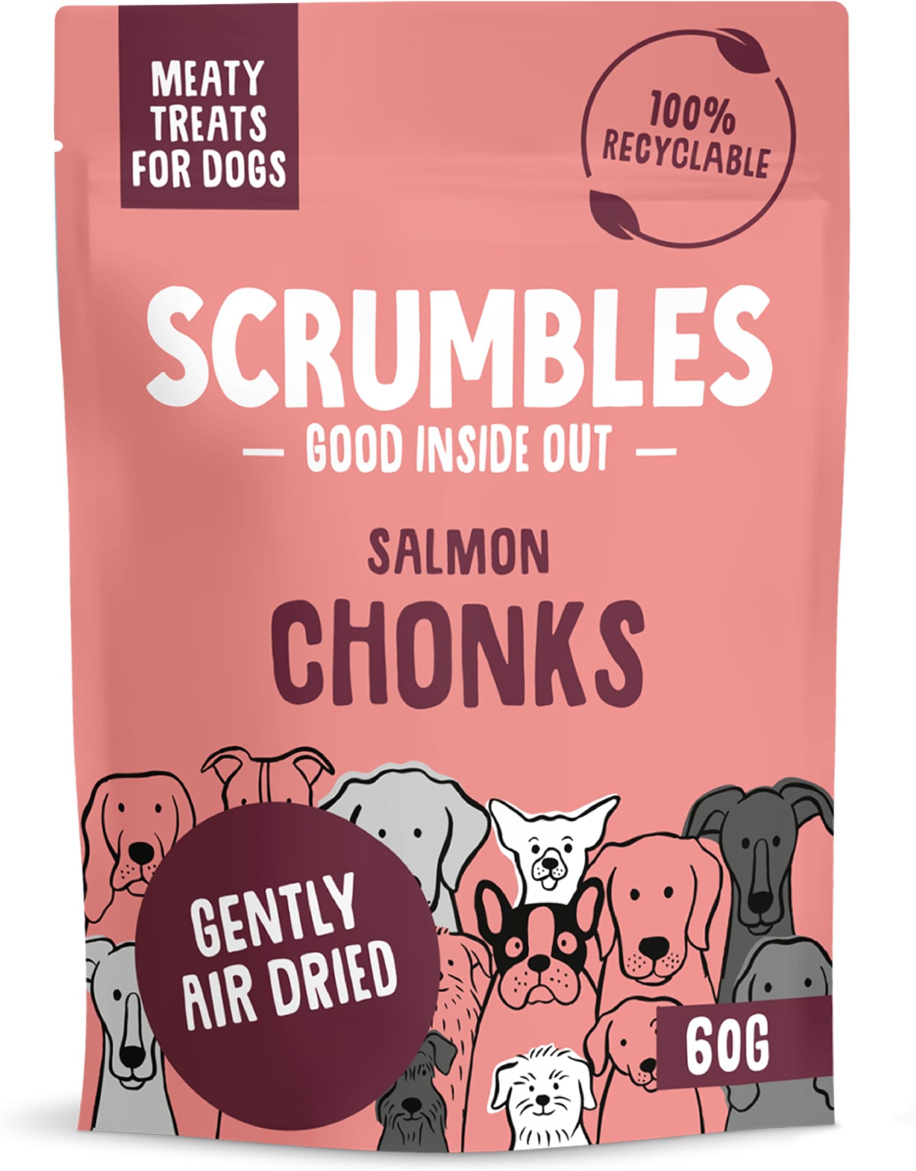 Scrumbles Meaty Treats for Dogs Salmon Chonks Amazon.co.uk Pet Supplies
