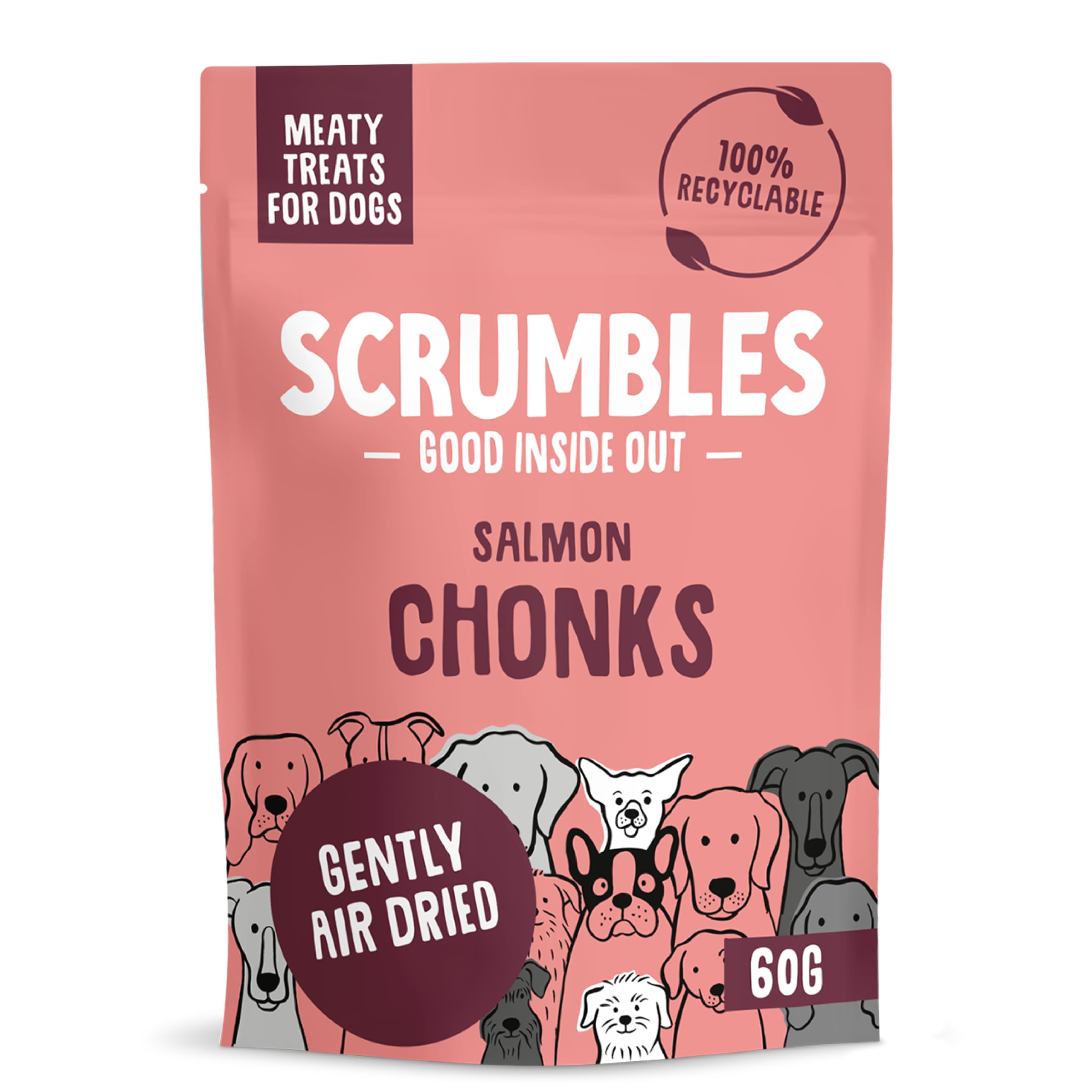 Scrumbles Meaty Treats for Dogs Salmon Chonks 60g