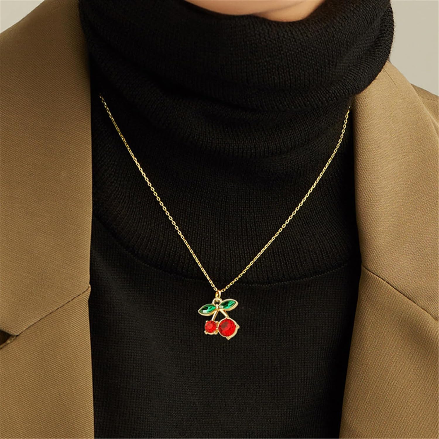 Dreuyet Sweet Simulated Fruit Jewelry Sets for Women Fashion Red Strawberry Cherry Hoop Earrings Charming Handmade Braided Rope Cherry Pendant Bracelet Summer Holiday Gifts - Image 5