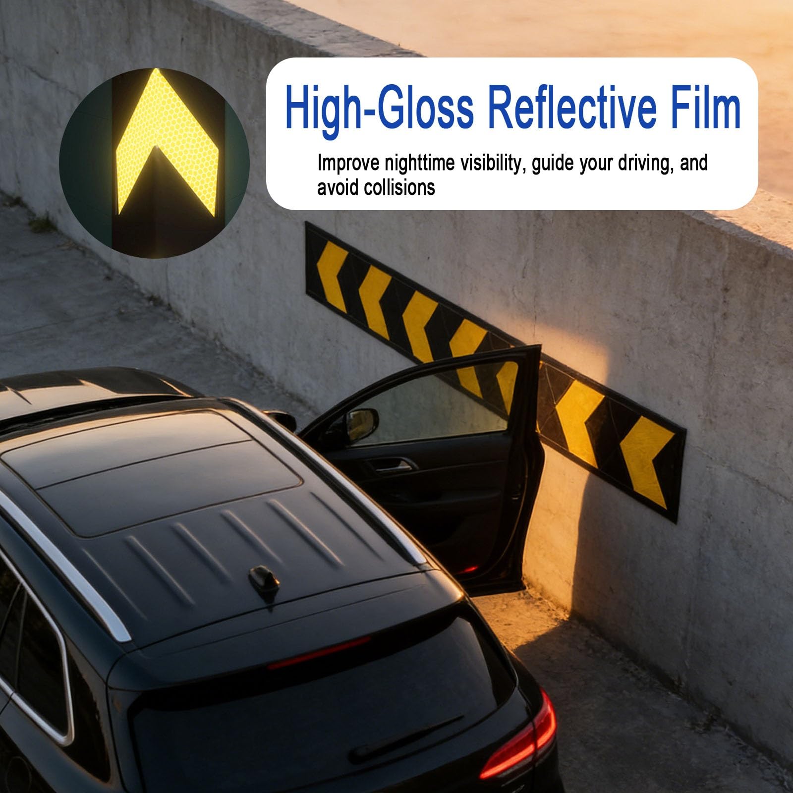 Jaune/Noir Mousse Protection Garage, Largeur 20 cm Réfléchissant Protections d’Angle Murales Robuste, pour Stationnement, Bord de Colonne(1000mm/3.28ft)