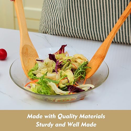 Miniatura 4 de 7 cucharas de madera para cocinar, juego de utensilios de bambú natural para sartenes antiadherentes y utensilios de cocina, no tóxico, fácil de