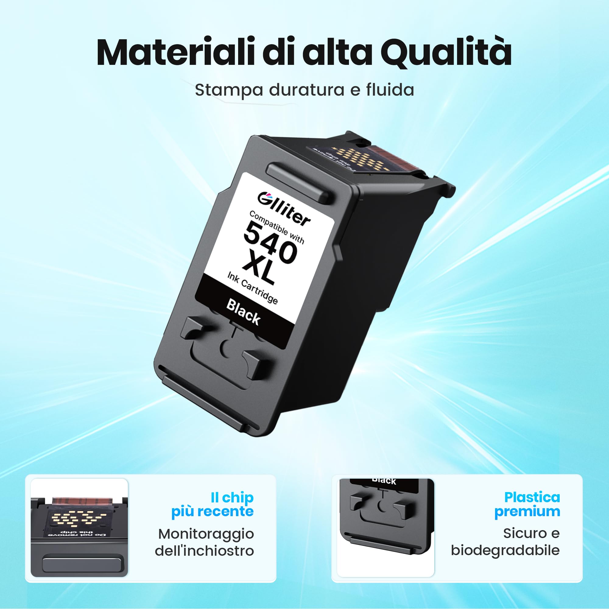 PG 540 XL Cartuccia Sostituzione per Canon 540 Nero PG 540 540XL Cartucce d'inchiostro per Canon TS5150 per Pixma MG3650S MG3650 MG3600 TS5151 TS5100 MG4250 MX475 MX375 MX395 (1 Nero)