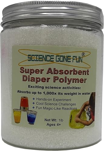 Productos educativos - Polímero superabsorbente para pañales, 1 libra de poliacrilato de sodio, una libra de polímero superabsorbente.