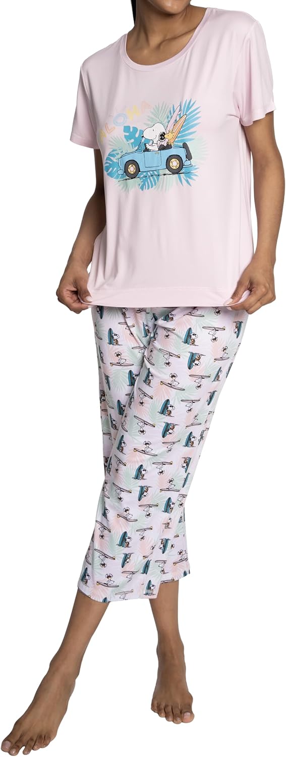 Peanuts womens Tee and Capri 2pc Pj Set - Image 2