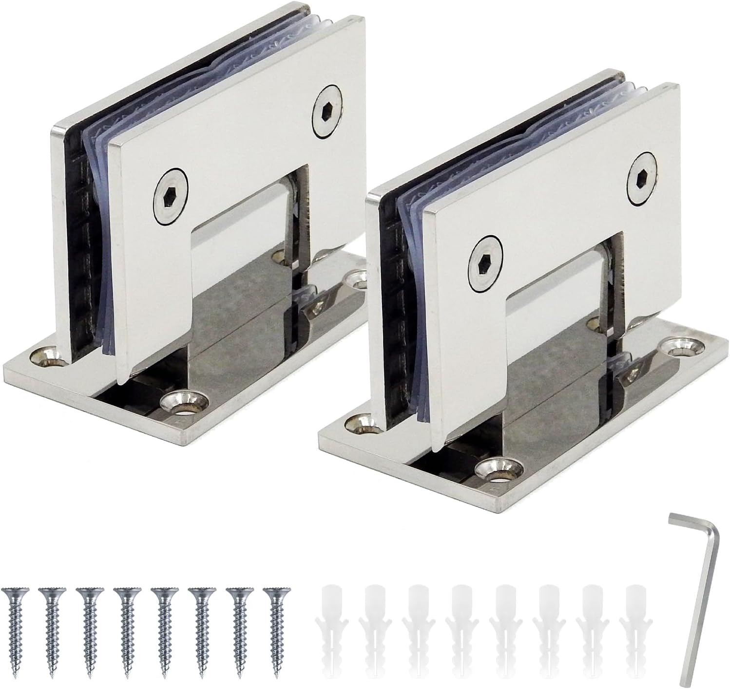 Black 2Pack Glass Shower Door Hinges 90 Degrees Glass Door Hinges Replacement Parts with Mounting Hardware Stainless Steel Bathroom Gate Clamp for 8-12mm Glass