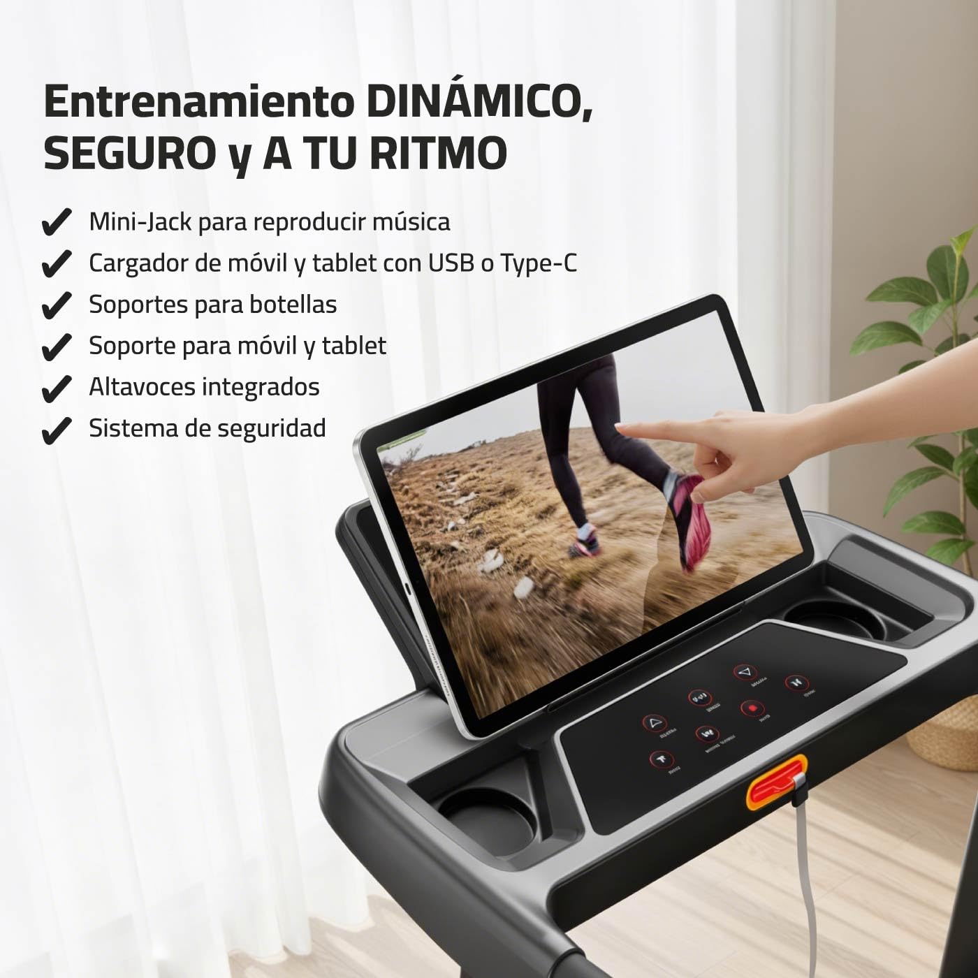 Cinta de Correr Plegable con Inclinación 9% FITFIU Fitness 4 en 1 Velocidad Ajustable 14 Km/h con Conectividad App y Frecuencia Cardíaca Soporte para Tablet Walking Pad Compacta MC-160