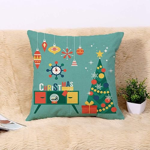 Miniatura 2 de Awowee - Funda de almohada de lino con diseño de árbol de Navidad y muebles de mediados de siglo, 16.0 x 16.0in, para decoración del hogar,