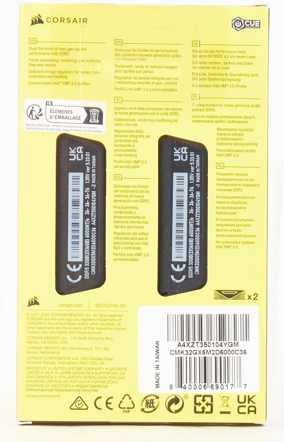CORSAIR VENGEANCE DDR5 RAM 32GB (2x16GB) 6000MHz CL36 Intel XMP iCUE Compatible Computer Memory - Black (CMK32GX5M2D6000C36)