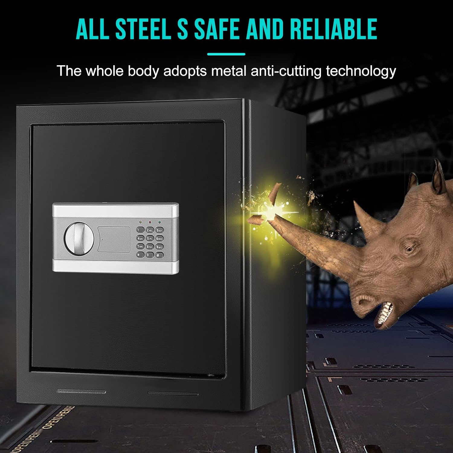 DIOSMIO Fireproof Safe Box,Digital Safe Box Fireproof Waterproof Combination Lock Safe with Keypad LED Indicator, for Pistol Cash Jewelry Important Documents (2.08Cub) - - 