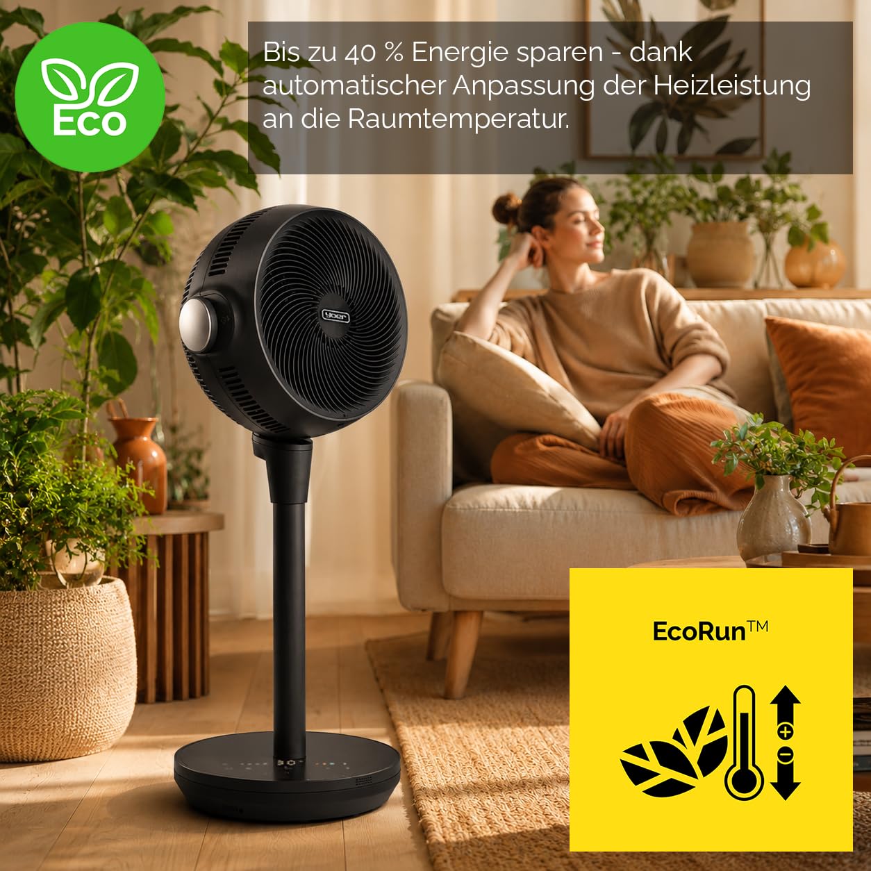 YOER Ventilator 2in1 Kühlen & Heizen, 10 m Wurfweite, Heizlüfter Standventilator leise mit Fernbedienung, 5 Kühlmodi, 12h Timer, 3D Oszillation, CosmoBlaze FH05G, grau