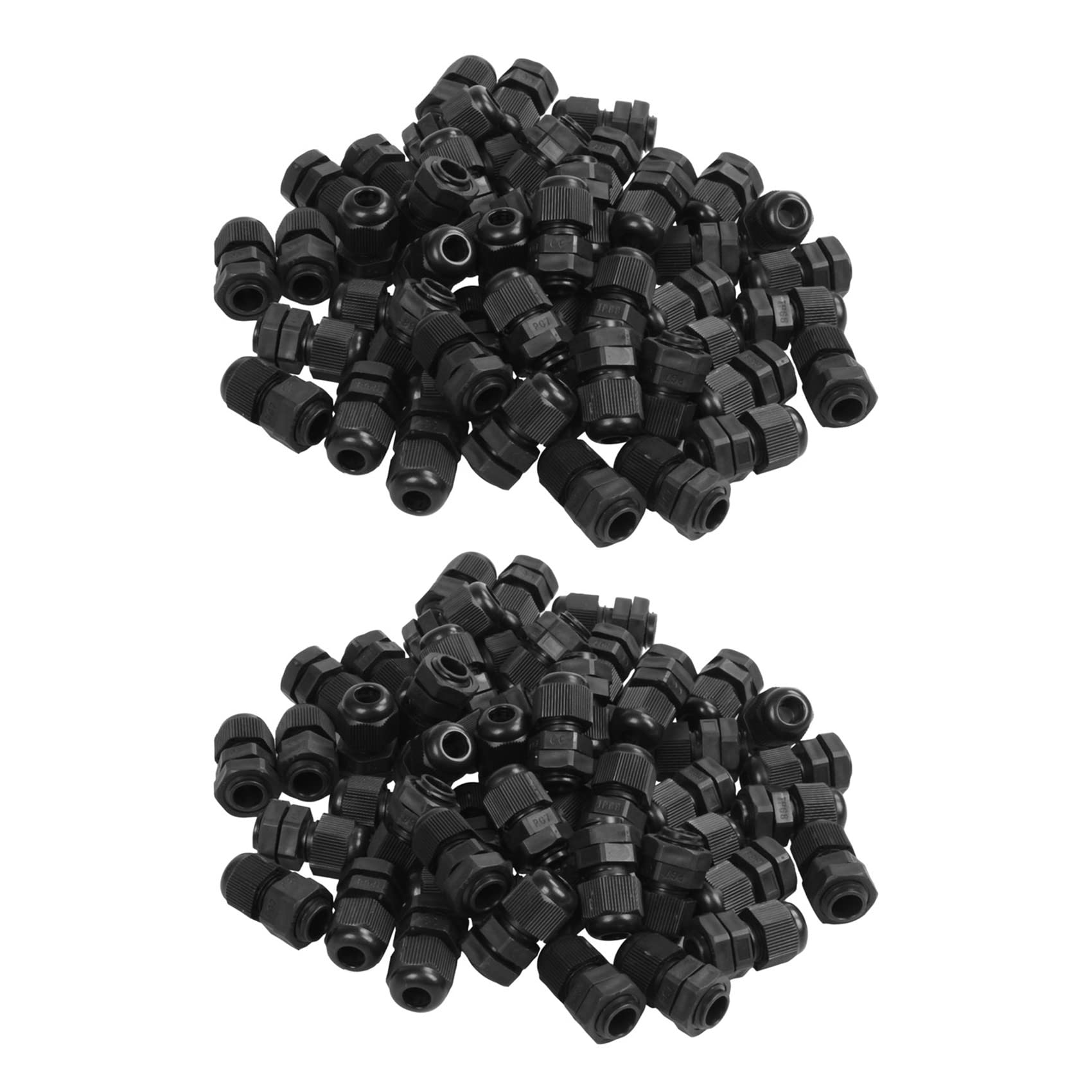 Jnchdghwa Black Pg7 Nylon Waterproof Strain Relief,Cord Grip,Cable Gland 3.5-6 Mm 100Pcs