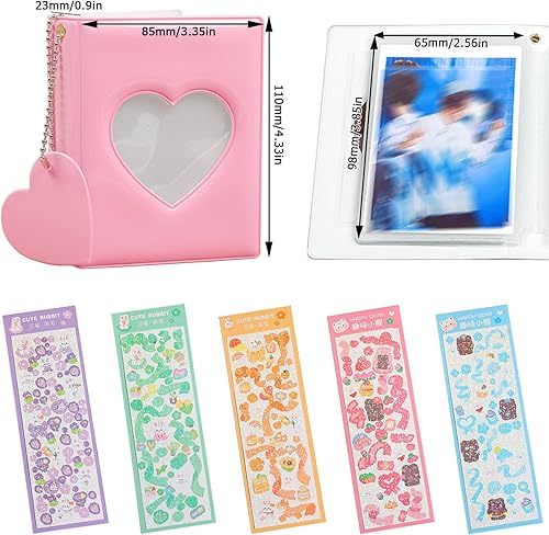 Miniatura 2 de Juego de 2 mini álbumes de fotos de 3 pulgadas, álbum pequeño Kpop para tarjetas fotográficas Kpop, soporte para tarjeta fotográfica con 5 hojas de
