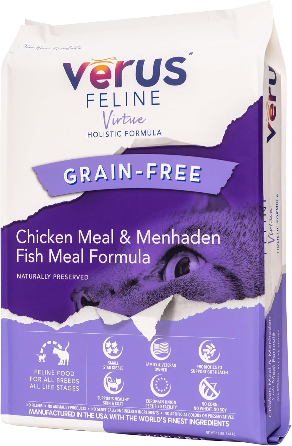 VeRUS Pet Foods Dry Cat Food Chicken, Feline Virtue Formula (12lb)
