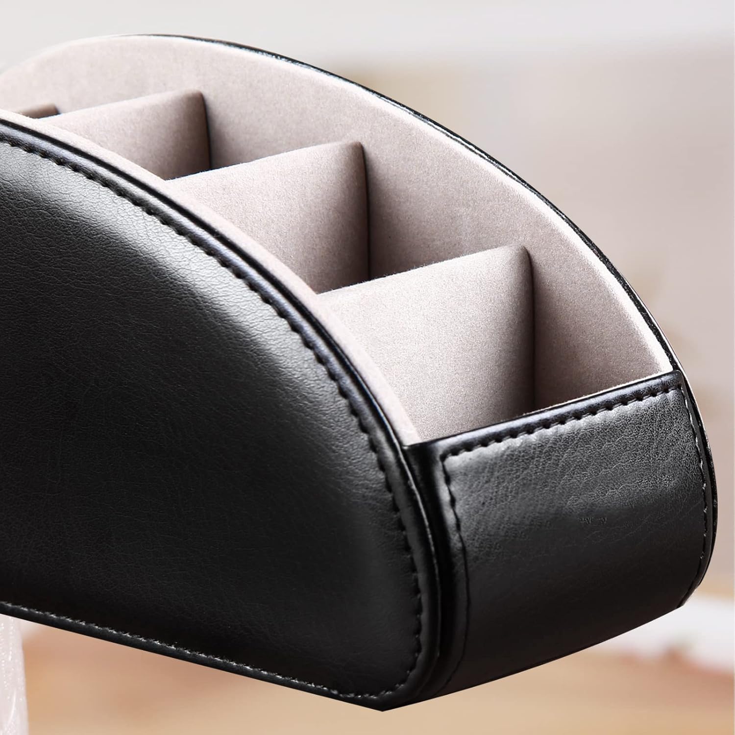 BLIENCE Leather Remote Control Holder,Armchair TV Remote Caddy for Table,5 Compartments,Office Supplies Desk Organizer,Storage Box for TV Stick,DVD, Blu-Ray, Media Player, Heater Controllers : Office Products