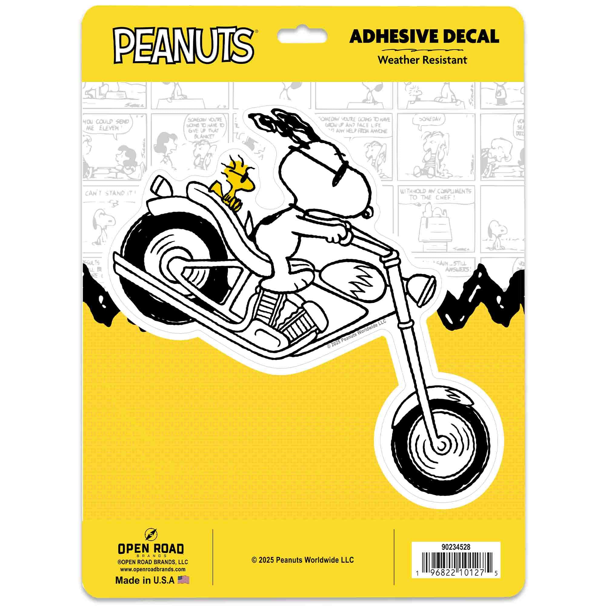 Photo 1 of Peanuts Snoopy Motorcycle Adhesive Vinyl Decal - Fun Snoopy Sticker for Bike, Helmet, or Toolbox