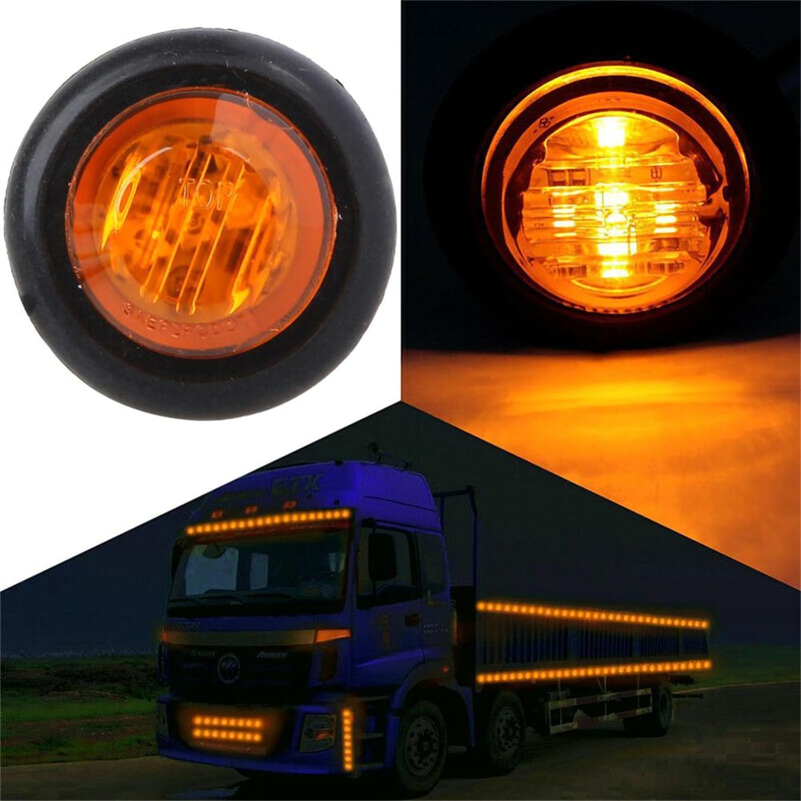 10X Feux De Marquage Latéral Vechkom 12/24V - LED Blanc/Rouge/Jaune - IP67 Étanche - Pour Camion Remorque