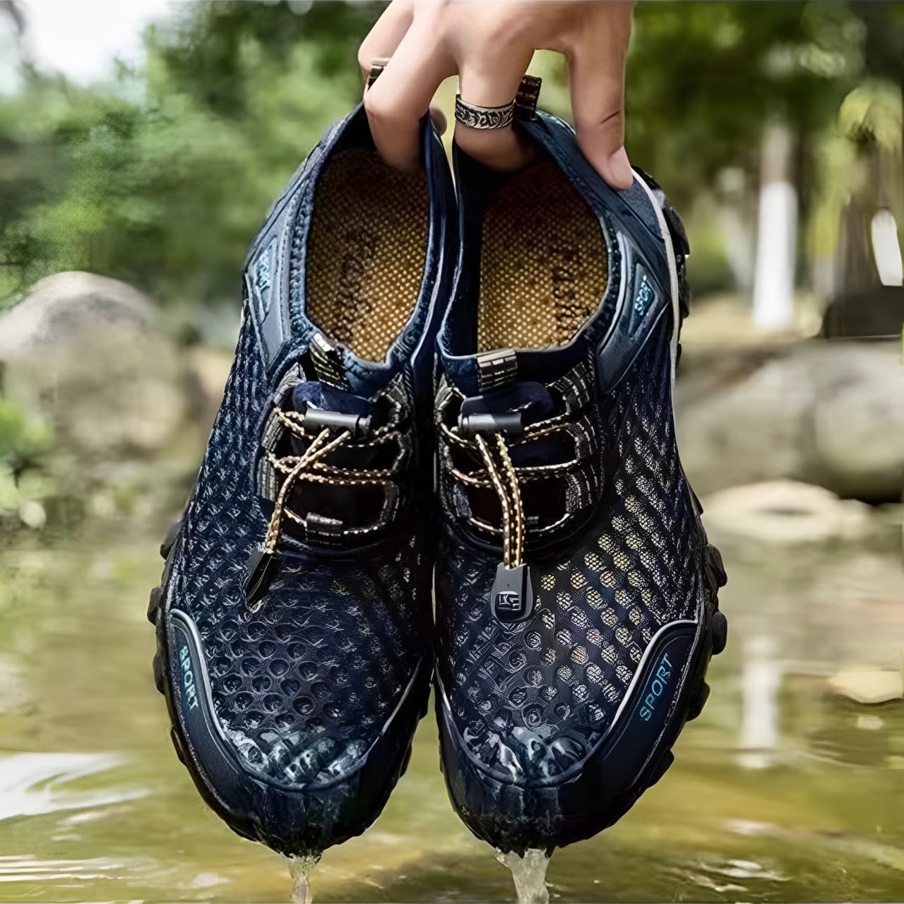 Fansu Zapatos de Agua Hombre Mujer, Barefoot Escarpines Deportes Acuáticos Secado Rápido Zapatos de Playa Ligeros Antideslizante Calzado para Adulto Surf